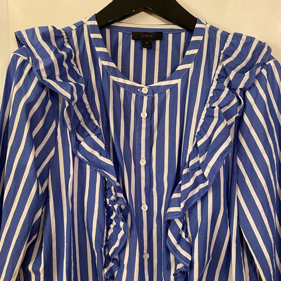 JCrew Striped Ruffle Blouse - Picture 5 of 6